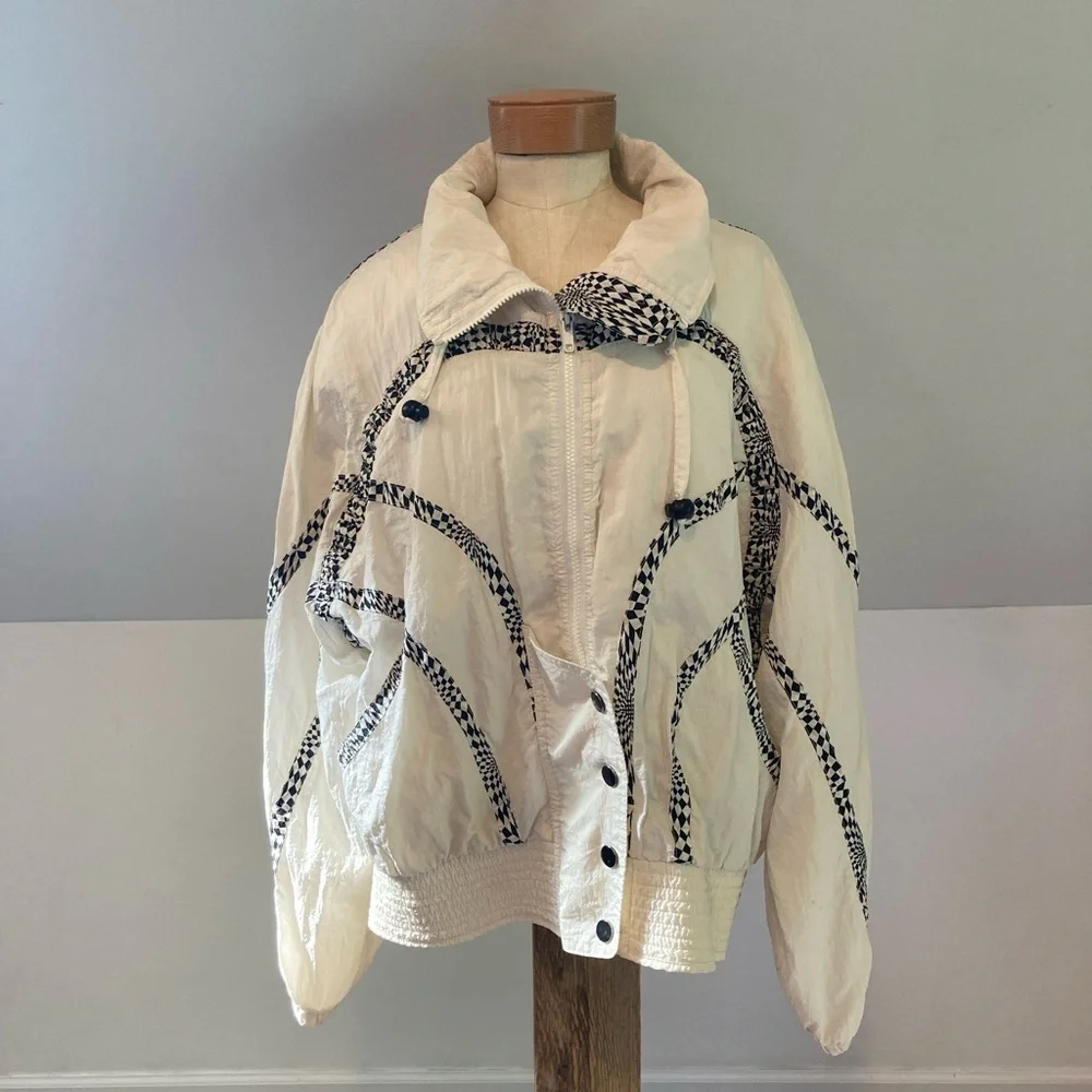 Vintage 90’s Windbreaker White & Black Checkered